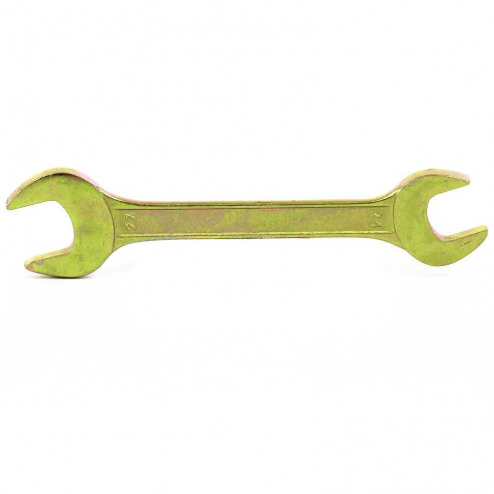Ключ рожковый, 24 х 27 мм, желтый цинк Сибртех Ключи рожковые фото, изображение