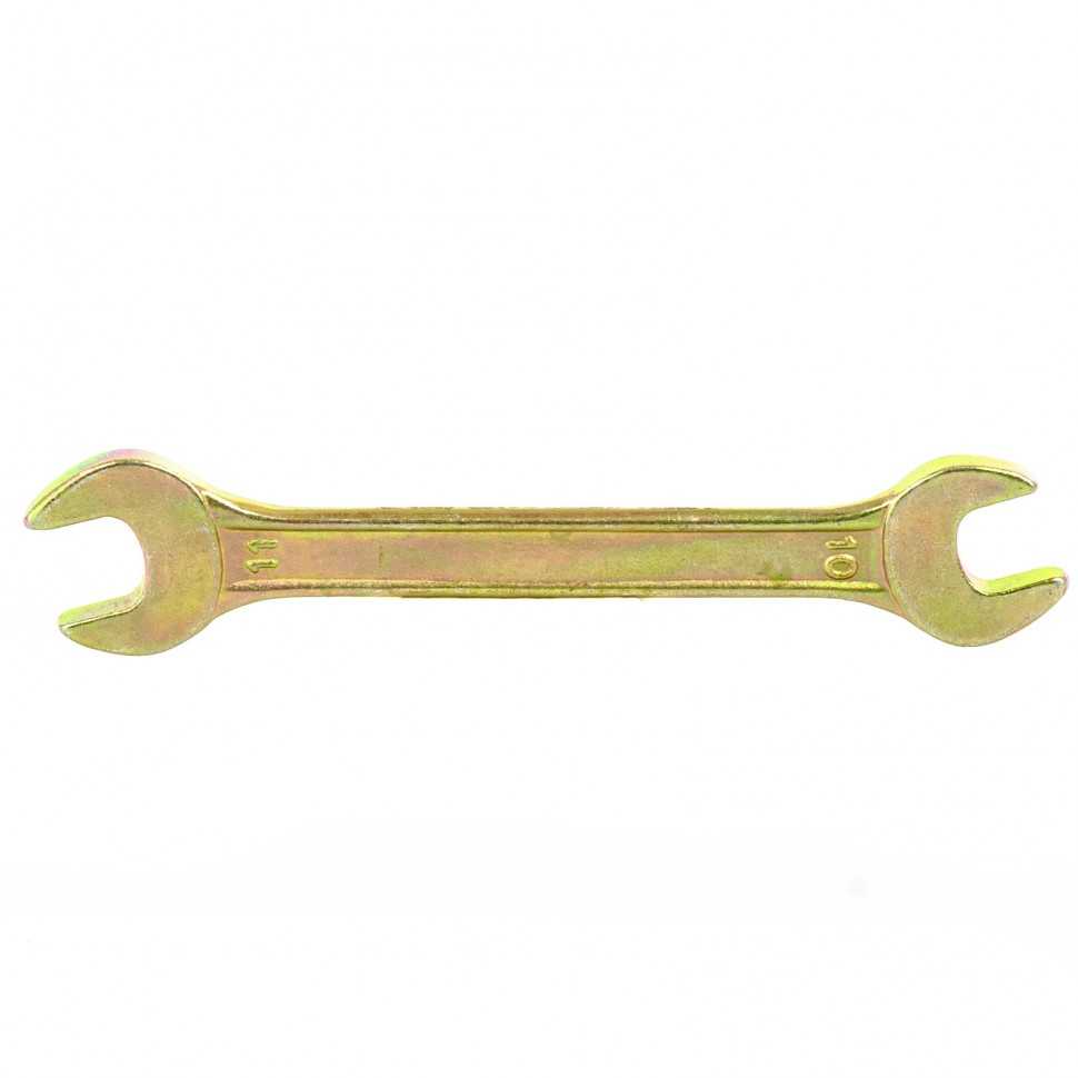 Ключ рожковый, 10 х 11 мм, желтый цинк Сибртех Ключи рожковые фото, изображение