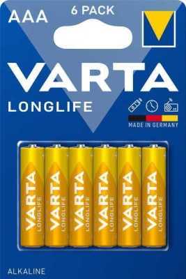 Батарейка Varta LONGLIFE LR03 AAA BL6 Alkaline 1.5V (4103) (6/60/300) Элементы питания (батарейки) фото, изображение